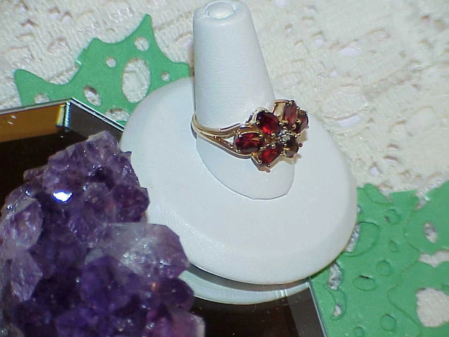 2.50ct Natural Gem Oval Garnet Solitaire Diamond 10k Ring Gorgeous Multi Gold