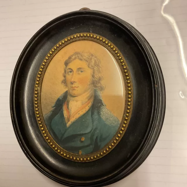 Fine Antique Painted Portrait Miniature Of A Young Gentleman C 1815