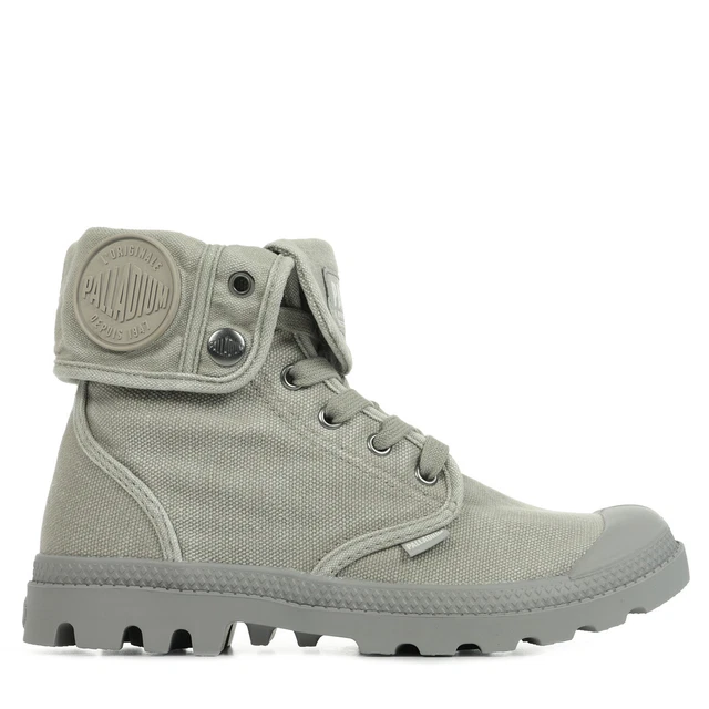 Chaussures Boots Palladium femme Baggy Gris Grise Coton Lacets