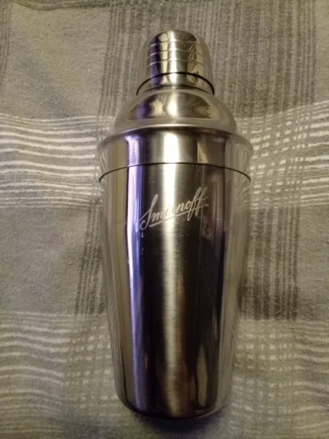 VINTAGE Smirnoff Vodka Advertising Stainless Steel Cocktail Shaker