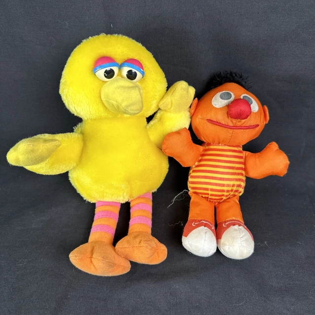 SESAME STREET BIG Bird & Ernie Plush Toy Dolls Vintage 1995 Tyco