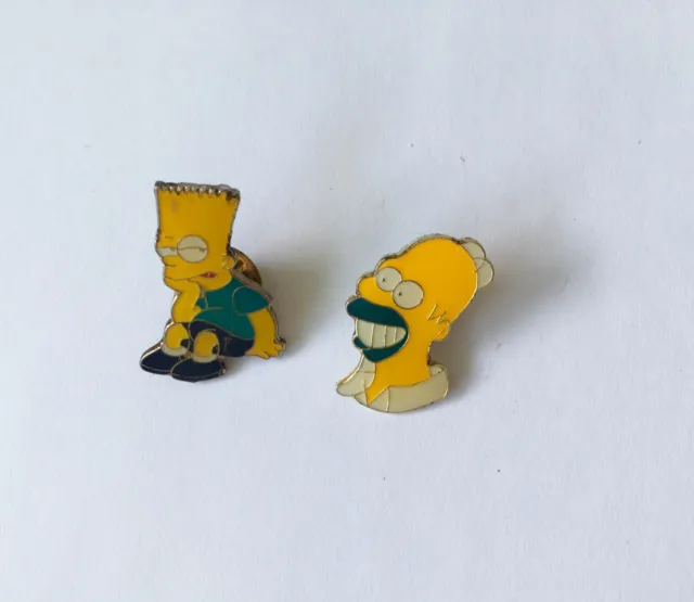 The Simpsons Enamel Pin Badges - 2x Bart and Homer Simpson