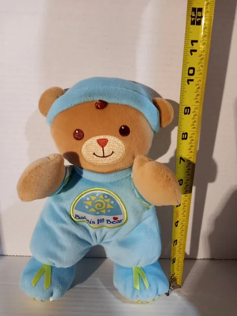 Fisher Price Baby's First Bear Blue Plush Rattle  2008 Stuffed Animal Toy