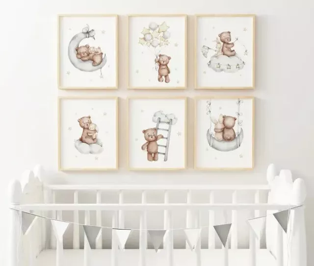 Teddy Bear Poster Print Nursery Wall Art Baby's Room Decor Playroom Posters
