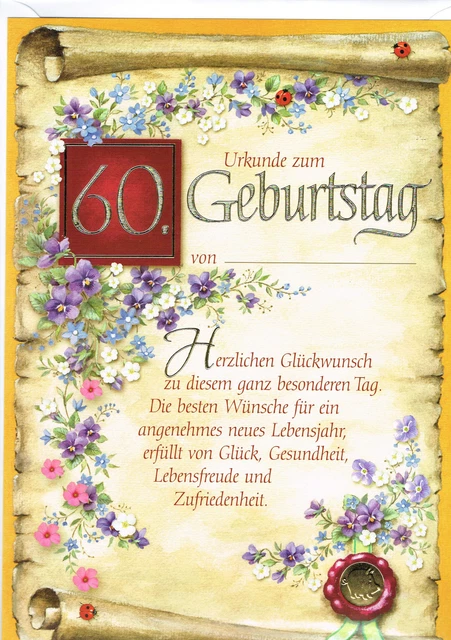 Glückwunschkarte DIN A4 Urkunde Geburtstagskarte 50, 60, 70, 80 Jahre Neutral