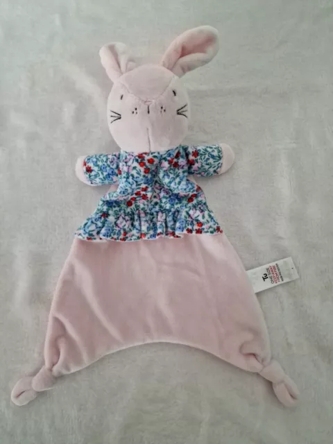 Sainsburys TU Baby Pink Floral Bunny Rabbit Comforter Soft Toy