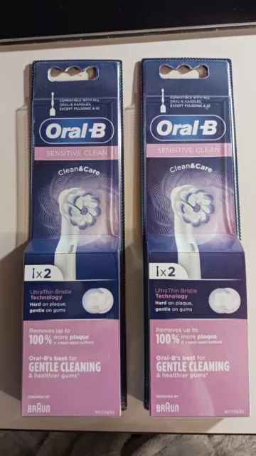 Pack 4 Brossettes Oral B sensitive clean / Clean & Care lot 2