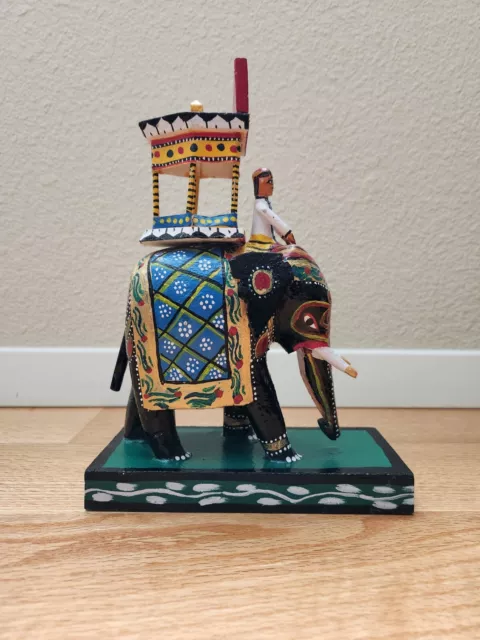 Richly Painted Handmade Elephant with the Ambari