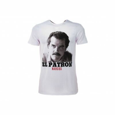 T-Shirt Narcos originale El Patron ufficiale bianca maglietta maglia Netflix