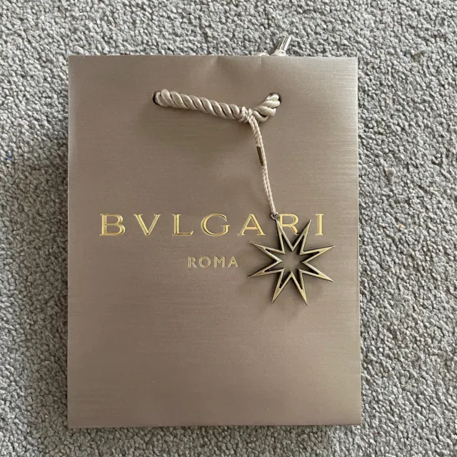 Authentic New Bulgari Bvlgari Paper Bag Gift Bag with Christmas Ornament Charms