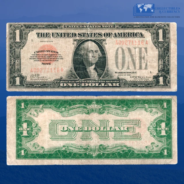 Fr.1500 1928 $1 One Dollar Bill "FUNNYBACK" Legal Tender Note, Fine #71116