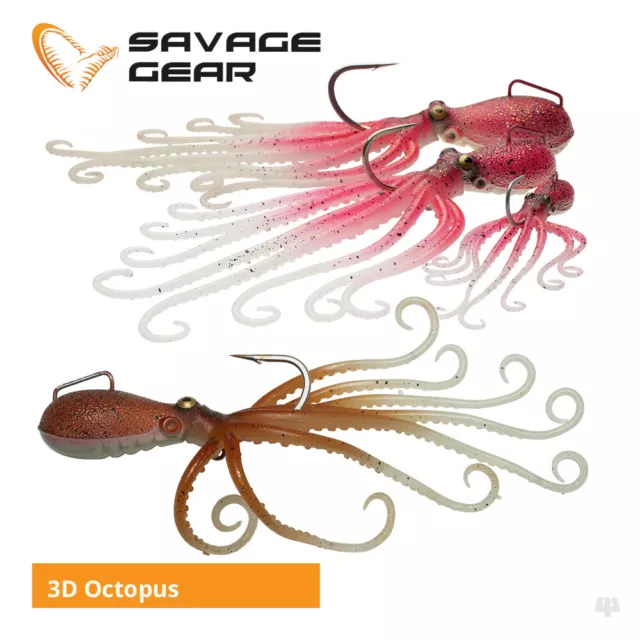 Savage Gear 3D TPE Swim Squid Lures - Cod Bass Pollock Halibut