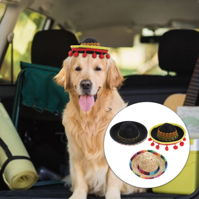 3Pcs Hund Mexikanischen Hut Hund Kopfbedeckungen Pet Stirnband Pet Halloween Hut