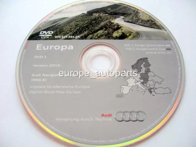 Audi A3 A4 A6 Tt R8 Rns-E Navigation DVD 2010 Allemagne France Italie Benelux