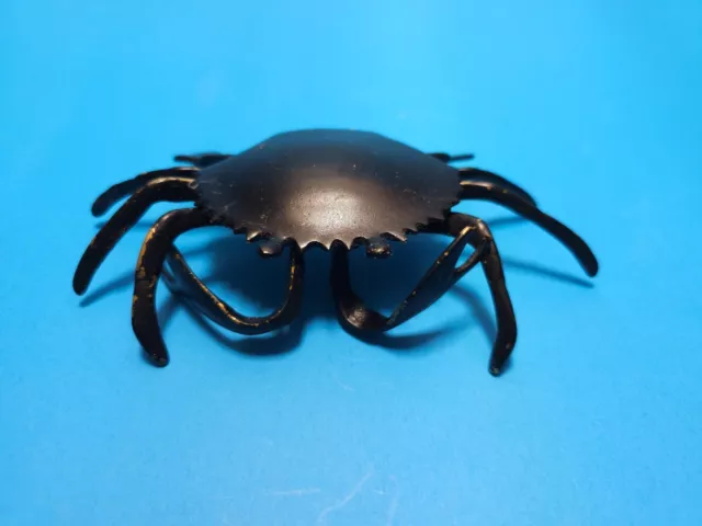 Brass Crab Trinket Box Tray Ashtray Vintage Sea Varmint Hinged Shell Top