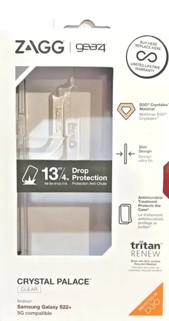 Zagg Gear4 Crystal Palace Case for Samsung Galaxy S22+/D30 Impact Protection