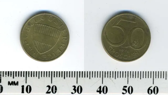 Austria 1974 - 50 Groschen Aluminum-Bronze Coin - Austrian Shield