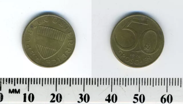Austria 1974 - 50 Groschen Aluminum-Bronze Coin - Austrian Shield