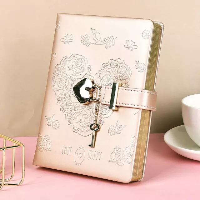 Leather Journal Heart Lock Notebook with Key School Diaries Girls Gifts Birthday