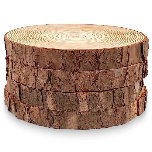 5pcs Wood Slices 7-8 inch,Natural Wood Rounds Unfinished Wood