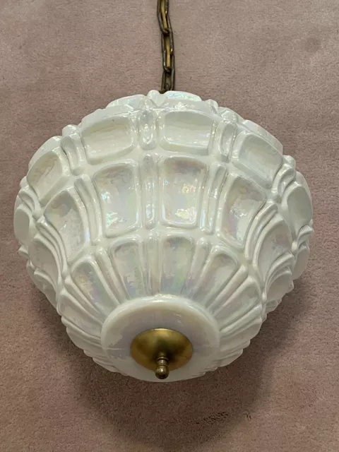 Large Opalescent Glass Globe Pendant Lights Mid-Century Modern Hollywood Regency