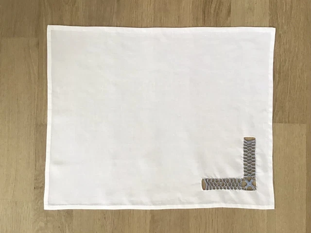 Lot De Serviettes De Table Et Thé Lin Coton Blanc Brodé - Campagne - Downton