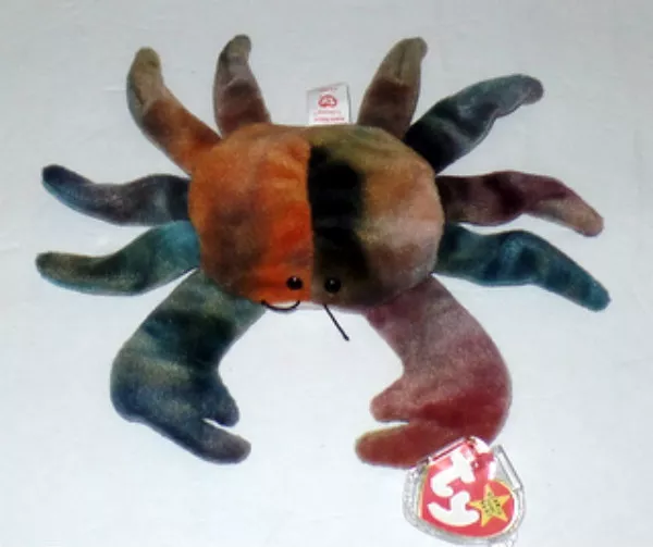 RARE 1996 CLAUDE The CRAB Retired Ty Beanie Baby Swing Tag Mint 14 ERRORS PVC