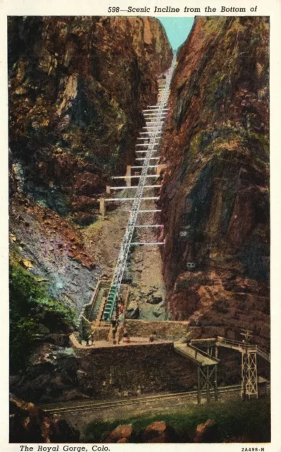 Vintage Postcard Scenic Incline From The Bottom Of Royal Gorge Colorado Sanborn