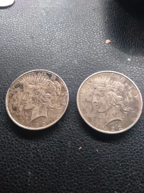 2 1922 $1 Peace  Silver Dollar
