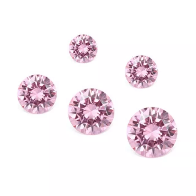 Gemas Sueltas De Zirconia De Corte Cúbico De Corte Redondo De 7 Mm Rosa