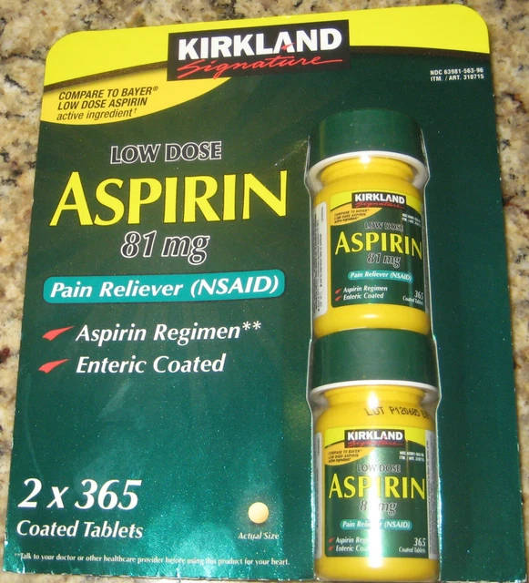 KIRKLAND SIGNATURE ASPIRIN LOW DOSE 81mg Enteric Coated, 365 Tablets