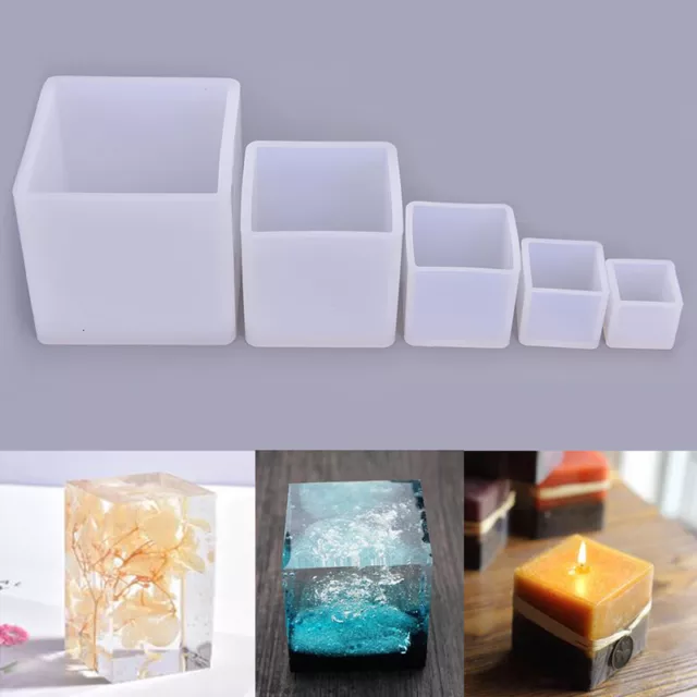 Cube Forme Bougie Silicone Moule DIY Gypse Plâtre Artisanat Moule Carré Silico7H