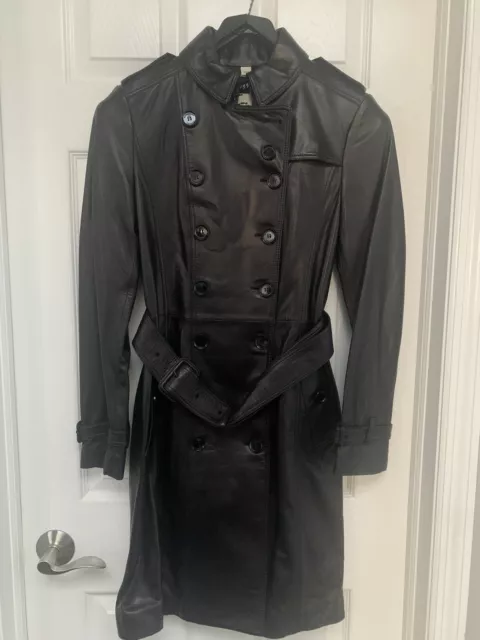 Authentic  Burberry Double Breasted Leather Coat NWT Retail $3295
