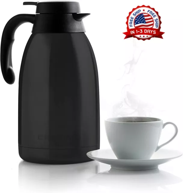  Termo de café con aislamiento al vacío, 41 onzas, termo para  bebidas calientes, mantiene el líquido caliente o frío 24 horas, termo y  cepillo de limpieza de tamaño perfecto, portátil, sin