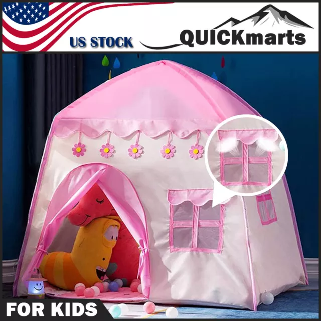 Pink Princess Castle Game Play Tent Kids Girls Gift Toy Indoor Outdoor Playhouse