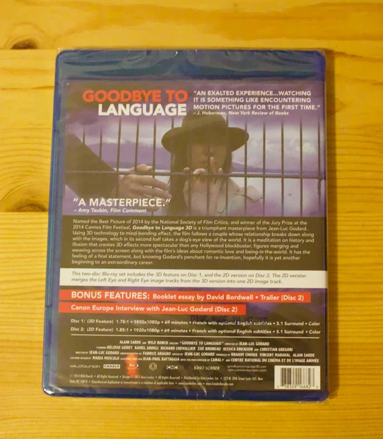 GOODBYE TO LANGUAGE 3D Blu-ray Kino Lorber Jean-Luc Godard Brand New ...