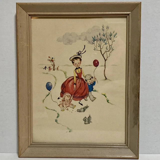 Vintage Framed Donald Art Lithograph “Balloons “