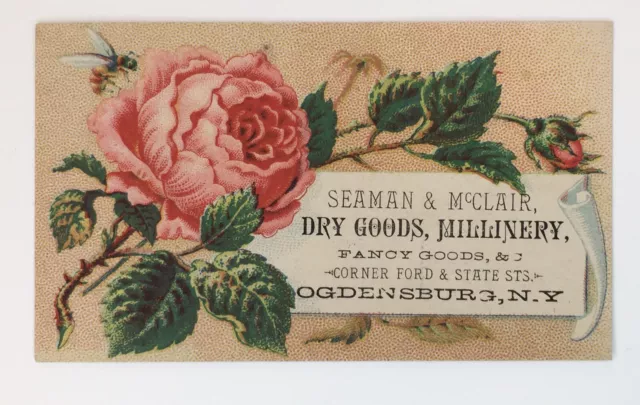 VICTORIAN TRADE CARD Seaman & McClair Dry Goods Millinery Ogdensburg NY ...