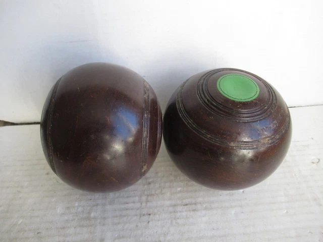 Pair Crown Green Bowls, Woods, Lignum Vitae. 2 Full Bias, 2Lb 6Ozs.