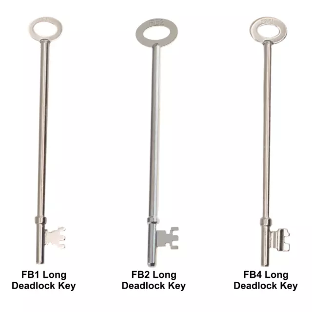 Pack of 2 Keys FB2 FB1 FB4 Key LONG Deadlock Bin Store Fire Brigade Emergency