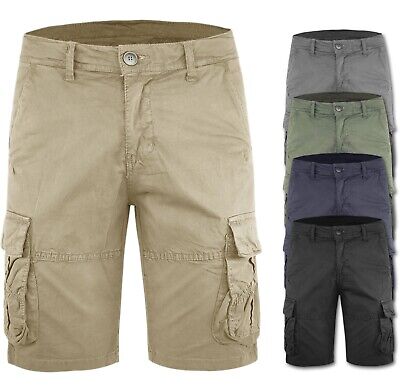 Bermuda Uomo Cargo Cotone Shorts Multitasche Pantalone Corto Con Tasconi VEQUE