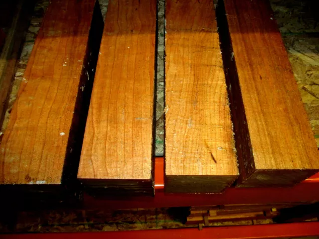 Four (4) Black Cherry Turning Blanks Lathe Wood Blocks Lumber 3 X 3 X 12"