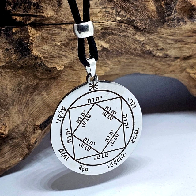 Collier Archange Uriel - Pendentif Sceau D'évocation - Perles Noires Réglable