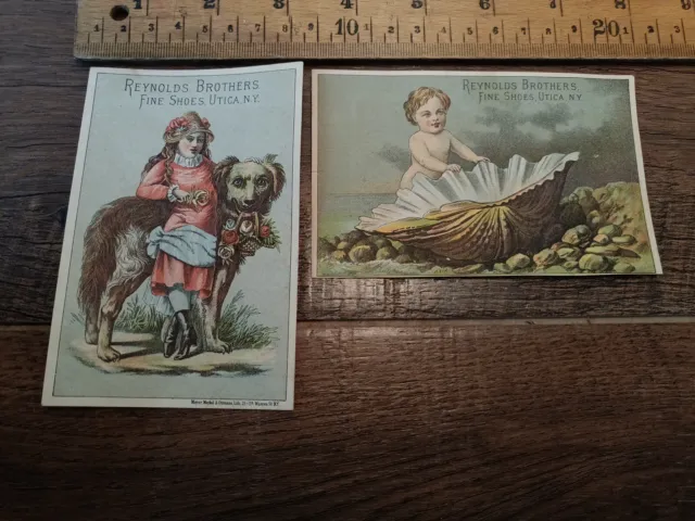 1880s trade cards, Reynolds Brothers Fine Shoes Utica, N.Y.  Lot Of 2 (P7)