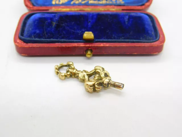 Victorian 9ct Yellow Gold Cased Ornate Watch Key Fob Antique c1860