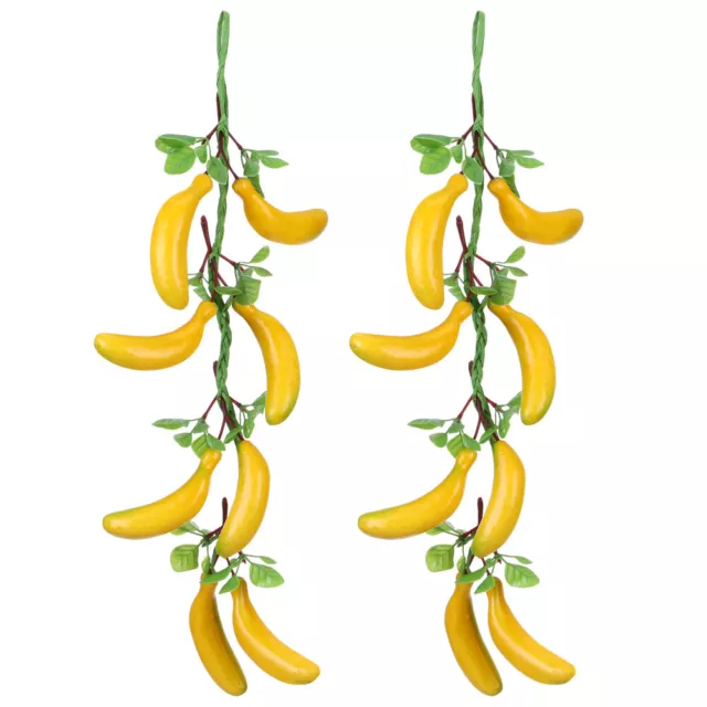 4 Pcs Simulierte Bananen-Hängespieße Pu Kind Obstdekorationen