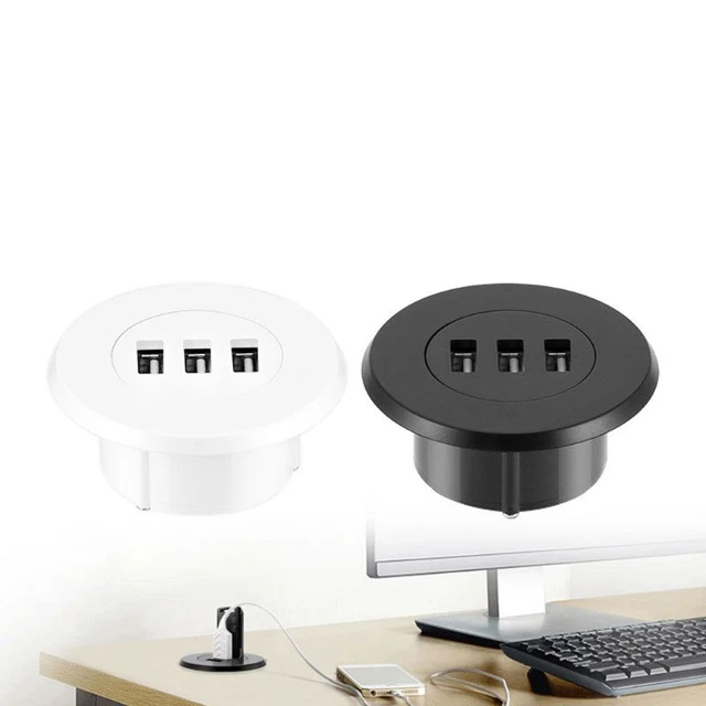 2" Grommet Hole In-Desk Mounting 3 Ports USB 2.0 Hub For Laptop PC Computer