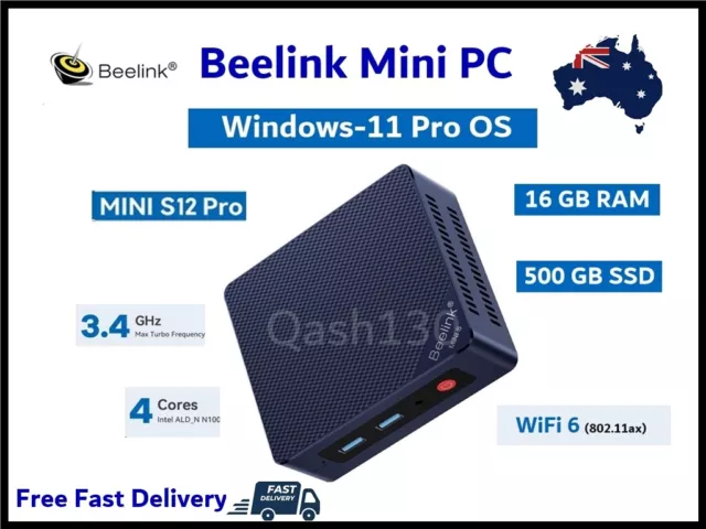 Beelink Mini-PC, EQ12 16GB DDR5 500GB SSD, Intel Alder Lake-N100 (up to  3.4GHz), 2.5G Dual LAN Mini-Computer Supports WiFi6, BT5.2, USB3.2, 4K@60Hz