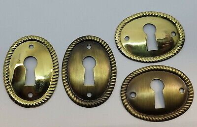 Antiqued Polished Stamped Brass Oval Horizontal Vertical Keyhole Cover with Rope