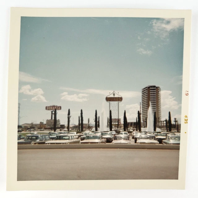 Las Vegas Parking Lot Photo 1960s Dunes Bonanza Casino Old Cars Vintage Art D822
